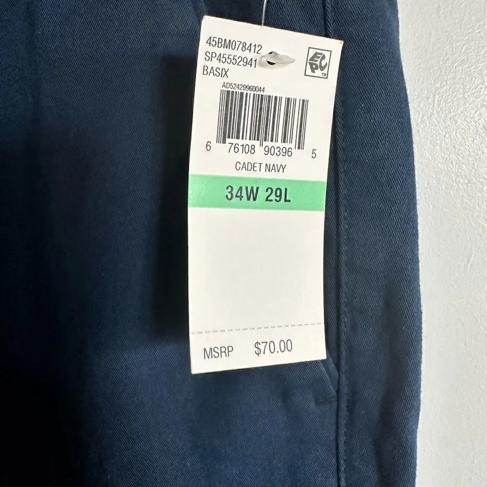 NWT - Izod Men’s Navy Blue Straight Fit Flex Waist - Size 34” waist
